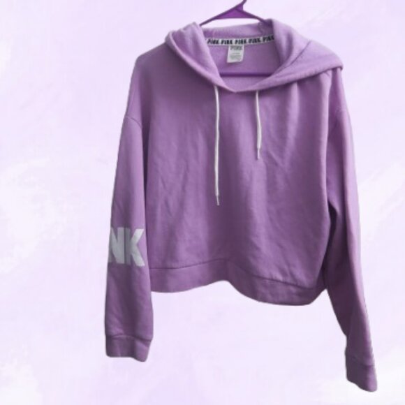 PINK Victoria's Secret outline pink on hoodie pink on right arm hoodie in lilac - Picture 1 of 9